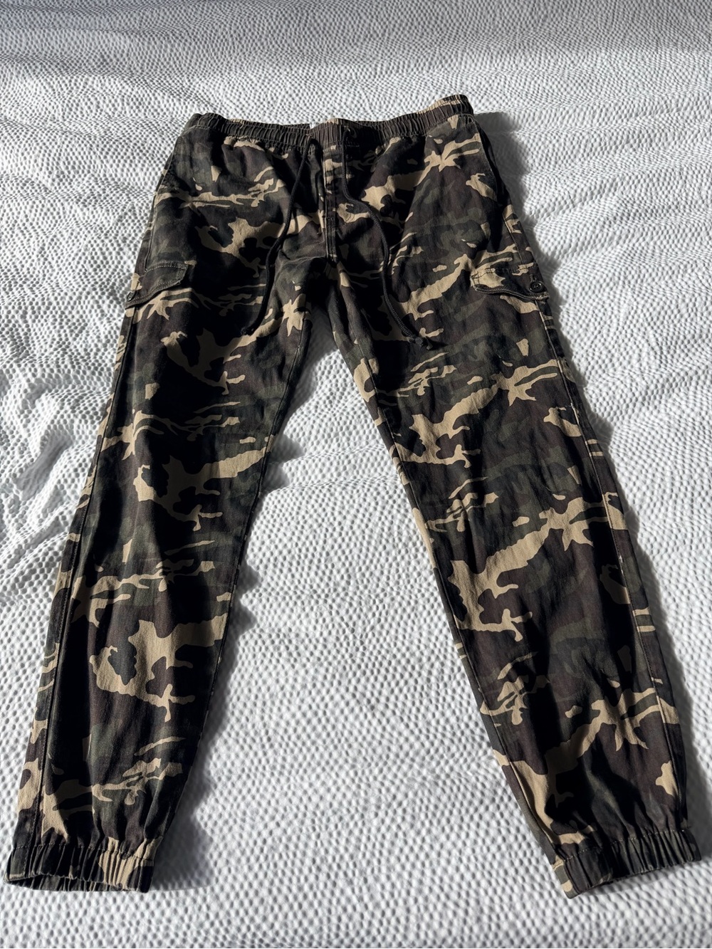 Men's Camouflage Jogger Pants - Drawstring Camo Indigo Cotton Blend